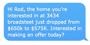 Real estate text message example
