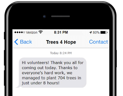 mass text for nonprofits example